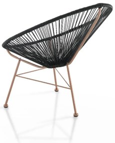 Fotoliu de grădină negru din ratan artificial Numana – Tomasucci