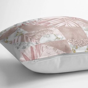 Set 4 fețe de pernă decorative Minimalist Cushion Covers Pink Leaves, 45 x 45 cm