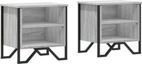 vidaXL Noptiere, 2 buc., sonoma gri, 40x30x40 cm, lemn prelucrat