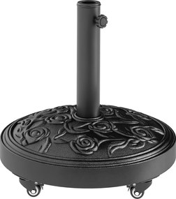 Outsunny Bază pentru umbrelă, soclu exterior din rășină 21 kg, pentru catarg Ø 32/38/48 mm, cu roți, Ø 49 x 42 cm, negru | Aosom Romania
