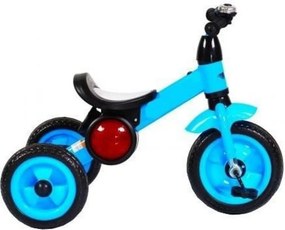 Tricicleta cu pedale NOVOKIDS™ Bonphire ,cu melodii si lumini, max 20 kg, roti din spuma cauciucata, cadru metalic, dimensiuni 68X45X47 cm, Albastru