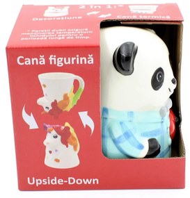 Cană figurină upside-down "Ursuleț panda bleu"