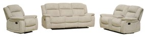 Set cu Recliner Carole,  Canapea 3L - 224x101x101  cm, Canapea 2L - 196x101x101  cm, Fotoliu - 106x101x101 cm, Stofa, Beige