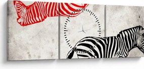 Tablou - Zebre (cu ceas) (90x30 cm)