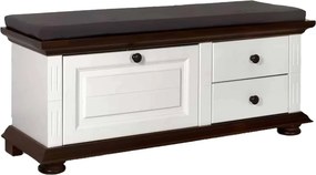 Băncuță lemn masiv nuc Ariana Hol Alb/, 115 × 37 × 45 cm