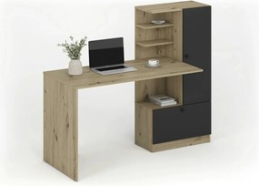 Birou HOBAS, stejar artisan/negru, PAL laminat, 150x62x120 cm