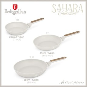 Set tigai 3 piese Sahara Nordic Berlinger Haus BH 8322, crem mat, compatibile cu toate tipurile de plita, invelis antiaderent titanPro