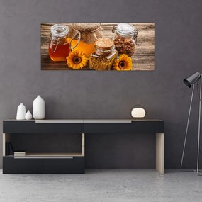 Tablou - Natura morta cu borcane de miere (120x50 cm)