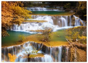 Tablou pe sticlă - Cascada Huay Mae Khamin, Thailanda (70x50 cm)