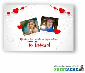 Tablou pe panza canvas personalizat cu doua poze si mesaj - 120 x 80 cm