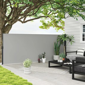 Outsunny Paravan Lateral Retractabil cu Mâner, UV30+, 400x160 cm, Gri Deschis | Aosom Romania