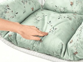 Scaun suspendat alb KOKON fara suport, perna verde deschis cu model