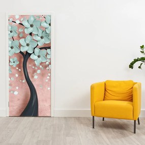 Fototapet pentru ușă - Flori albastru pastel (95x205cm)