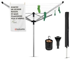Brabantia Lift-O-Matic Advance spațiu exterior 90300255, 60 m, Înălțime reglabilă, Ancoră pentru beton, Cutie, Geantă cu cleme, Rezistent la coroziune, Inox