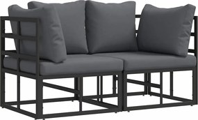 vidaXL Mobilier pentru Exterior 2 Bucată Negru și antracit Metal