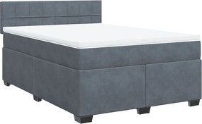vidaXL Pat box spring cu saltea, gri închis, 160x200 cm, catifea