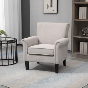 HOMCOM Fotoliu pentru Living, Stil Nordic, Tapițat cu Lemn și Poliester, Ideal pentru Living și Familie, 79x78x87 cm, Gri | Aosom Romania
