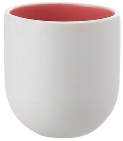 Pahar Cafea Novum Alb Mat si Roz Corai 250ml (Living Coral Pantone) Gresie Glazurata Manual