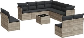 vidaXL Set canapele de grădină cu perne, 12piese gri deschis poliratan