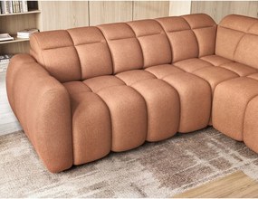 Colțar somon extensibil/cu spațiu de depozitare cu tapițerie din țesătură bouclé (cu colț pe partea dreaptă/în formă de ”L”) Falconn – ELTAP