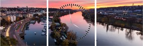Tablou cu Praga nocturnă (cu ceas) (90x30 cm)