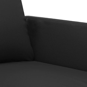 Canapea cu 3 locuri, negru, 180 cm, piele ecologica Negru, 200 x 77 x 80 cm