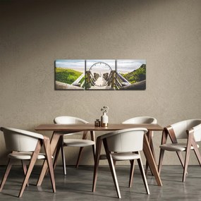 Tablou - Intare pe plaja (cu ceas) (90x30 cm)