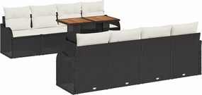 vidaXL Set de canapele pentru grădină cu pernă 7 pcs negru și crem