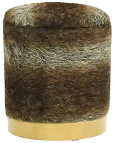 340295 vidaXL Taburet depozitare rotund, culoare mixtă, pluş