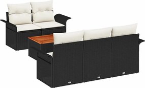 vidaXL Set de canapele pentru grădină cu pernă 6 pcs Negru poliratan