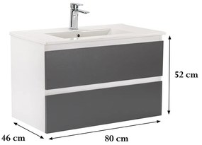 Dulap inferior Vario Forte 80 cu lavoar alb-antracit