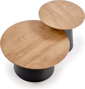 Set măsuțe de cafea Malomi - stejar natural / negru