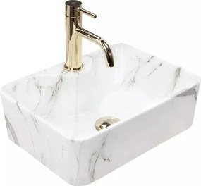 Lavoar pe blat Rea Kelly Mini Aiax oval finisaj alb piatra lucios 40 cm
