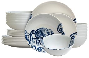 Set de Farfurii cu 24 piese Eleganță Subacvatică cu model Caracatiță pentru 6 persoane