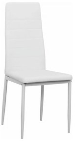 Scaun, piele eco alba metal alb, COLETA NOVA