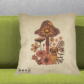 Perna Decorativa Ciuperca Caine Boho, 40x40 cm, Crem, Husa Detasabila, Perna Inclusa, BEKZ®