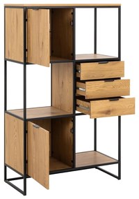 Bibliotecă neagră în decor de stejar 85x141 cm Swindon - Actona