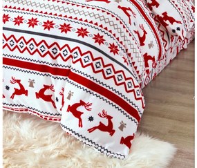 2x lenjerie de pat din microplus RETRO CHRISTMAS alb + cearsaf din microplus SOFT 180x200 cm alb