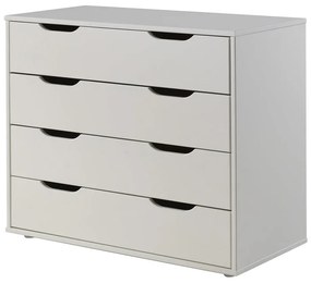 Pat pentru copii alb înalt din lemn de pin cu spațiu de depozitare cu somieră 90x200 cm Scott – Vipack