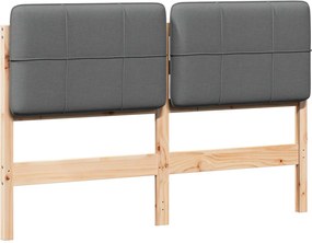vidaXL Tăblie tapițată Maro și gri deschis 135 cm Lemn de pin masiv