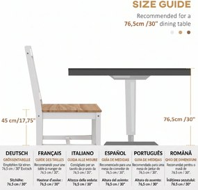 HOMCOM Set 4 Scaune cu Spătar Transversal, Scaune Clasice din Lemn de Pin, 41x46.5x87 cm, Alb | Aosom Romania