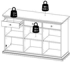 Comodă albă joasă 144x92 cm Paris – Tvilum