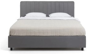 Pat dublu tapițat gri cu spațiu de depozitare cu saltea/ grătar 180x200 cm Myra Slim Line - Bonami Selection