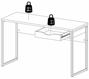Birou alb EFREM PLUS 512 cu 1 sertar si blat cu decor stejar