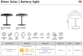 Lampa portabila solara, 3-step Moodmaker, protectie IP44, Elmer negru