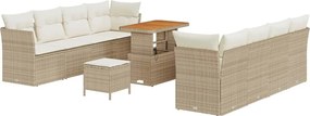 vidaXL Set de canapele pentru grădină 11 pcs Bej poliratan