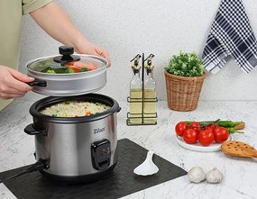 Aparat de gatit Zilan ZLN9570 2 in 1 pentru gatit orez si alimente la abur, capacitate 1.5L, 500W, sistem anti-alunecare