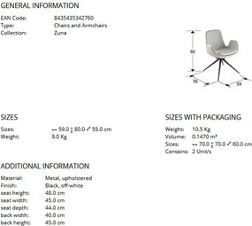 Scaun pivotant dining design elegant Zuna alb