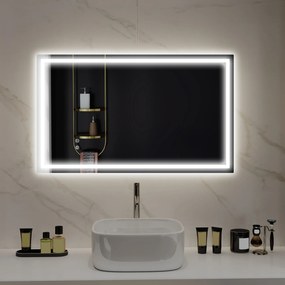 HOMCOM Oglindă de Baie Iluminată cu Lumini LED Reglabile și Strat Anti-Condens, 100x60 cm, Transparent | Aosom Romania