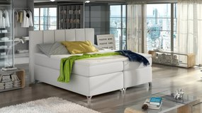 Pat tapitat boxspring, cu spatiu pentru depozitare, 180X200 cm, Basilio 1, Eltap (Culoare: Alb)